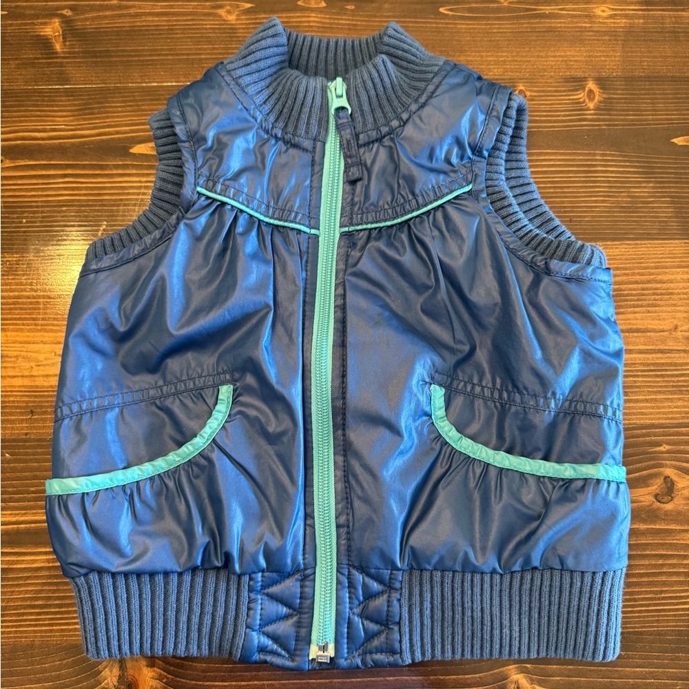 Vintage‎ Old Navy Toddler Girls Navy Vest with Teal Trim Size 3T